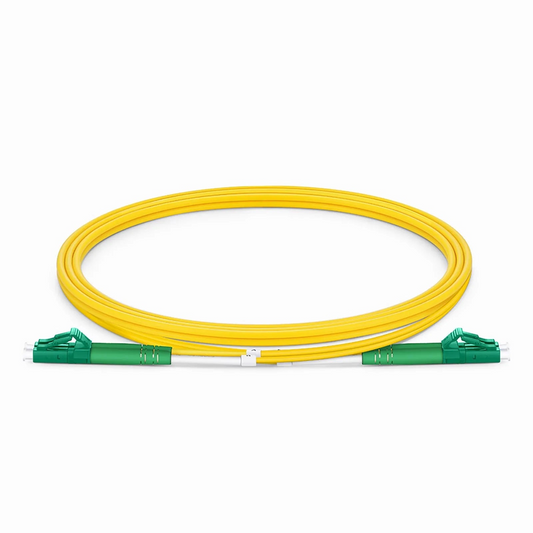 Refurb Squared 1m (3ft) Fiber Patch Cable, 2 Fibers, LC APC Duplex to LC APC Duplex, Single Mode (OS2), Riser (OFNR), 2.0mm, Tight-Buffered, Yellow
