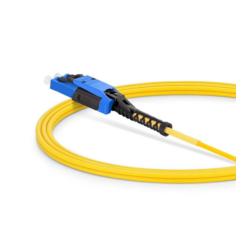 Refurb Squared 3m (10ft) Fiber Patch Cable, 2 Fibers, LC UPC Duplex to LC UPC Duplex Flat Clip with Push-Pull Boot Uniboot, Single Mode (OS2), Riser (OFNR), 2.0mm, Yellow
