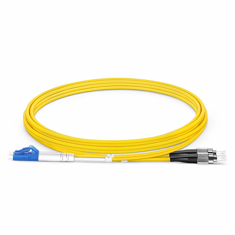 Refurb Squared 2m (7ft) Fiber Patch Cable, 2 Fibers, LC UPC Duplex to FC UPC, Single Mode (OS2), Riser (OFNR), 2.0mm, Tight-Buffered, Yellow