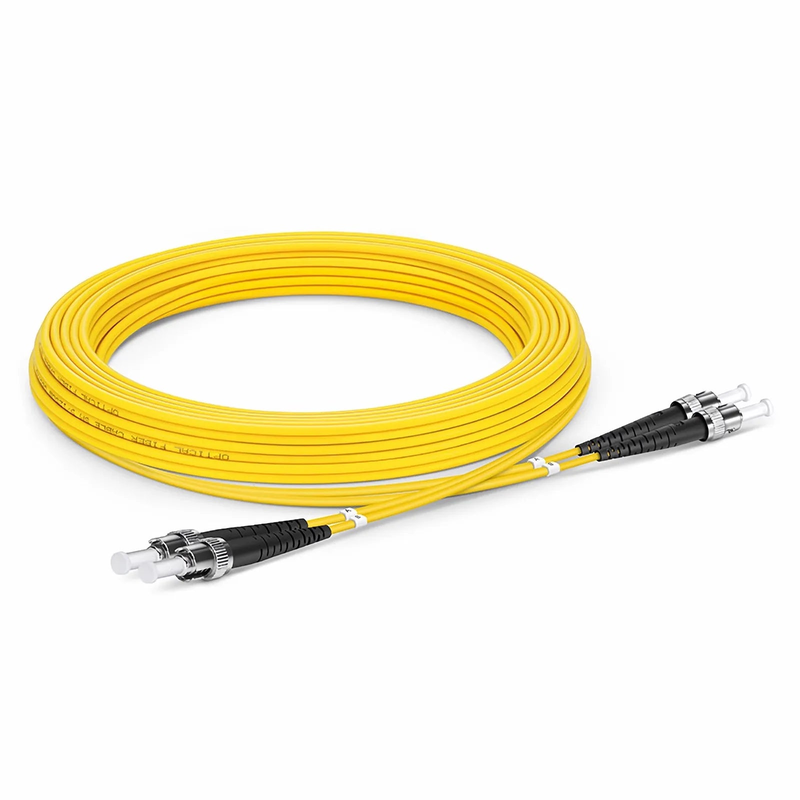 Refurb Squared 5m (16ft) Fiber Patch Cable, 2 Fibers, ST UPC to ST UPC, Single Mode (OS2), Riser (OFNR), 2.0mm, Tight-Buffered, Yellow