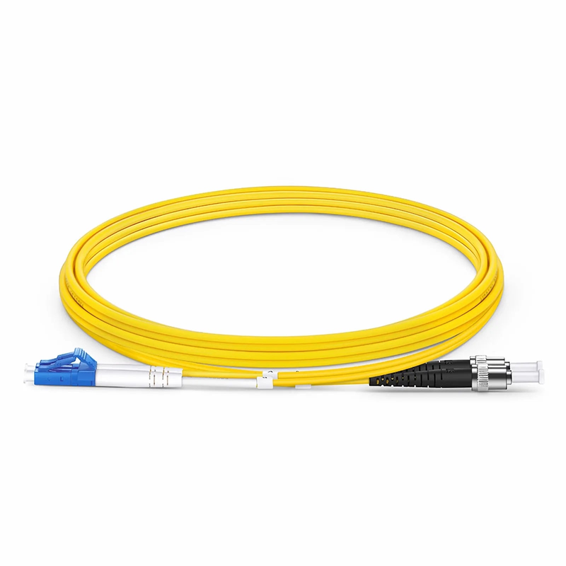 Refurb Squared 2m (7ft) Fiber Patch Cable, 2 Fibers, LC UPC Duplex to ST UPC, Single Mode (OS2), Riser (OFNR), 2.0mm, Tight-Buffered, Yellow