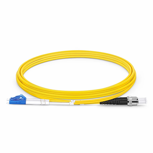 Refurb Squared 2m (7ft) Fiber Patch Cable, 2 Fibers, LC UPC Duplex to ST UPC, Single Mode (OS2), Riser (OFNR), 2.0mm, Tight-Buffered, Yellow