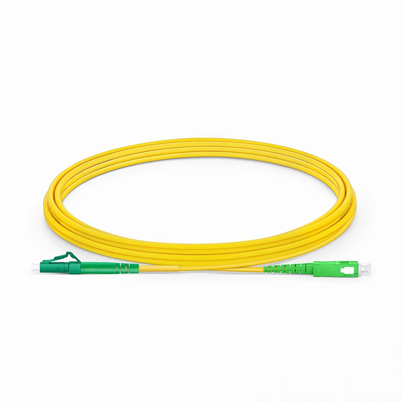 Refurb Squared 3m (10ft) Fiber Patch Cable, 1 Fiber, LC APC Simplex to SC APC Simplex, Single Mode (OS2), Riser (OFNR), 2.0mm, Tight-Buffered, Yellow