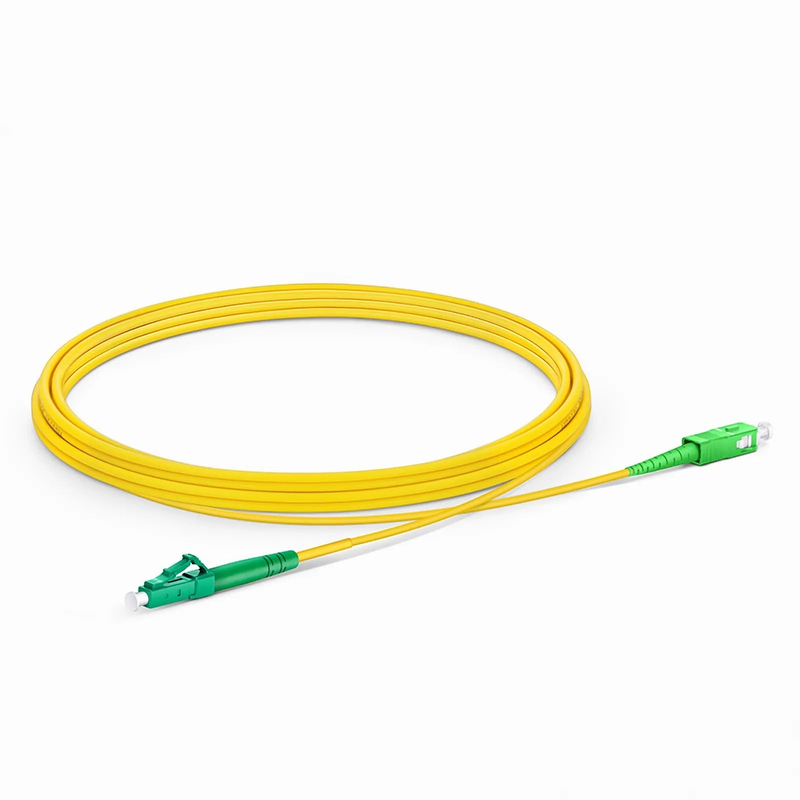 Refurb Squared 3m (10ft) Fiber Patch Cable, 1 Fiber, LC APC Simplex to SC APC Simplex, Single Mode (OS2), Riser (OFNR), 2.0mm, Tight-Buffered, Yellow