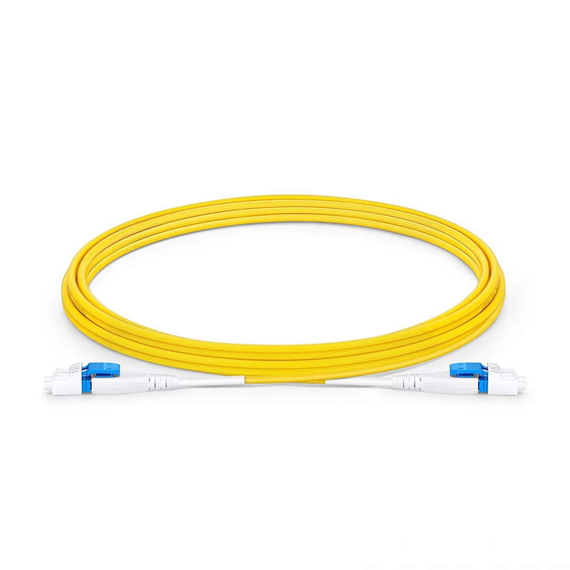 Refurb Squared 3m (10ft) Fiber Patch Cable, 2 Fibers, LC UPC Duplex to LC UPC Duplex Flat Clip Uniboot, Single Mode (OS2), Riser (OFNR), 2.0mm, Yellow