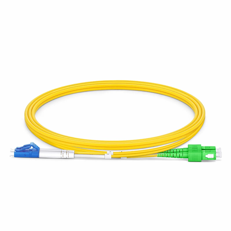 Refurb Squared 1m (3ft) Fiber Patch Cable, 2 Fibers, LC UPC Duplex to SC APC Duplex, Single Mode (OS2), Riser (OFNR), 2.0mm, Tight-Buffered, Yellow
