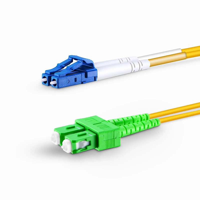 Refurb Squared 1m (3ft) Fiber Patch Cable, 2 Fibers, LC UPC Duplex to SC APC Duplex, Single Mode (OS2), Riser (OFNR), 2.0mm, Tight-Buffered, Yellow