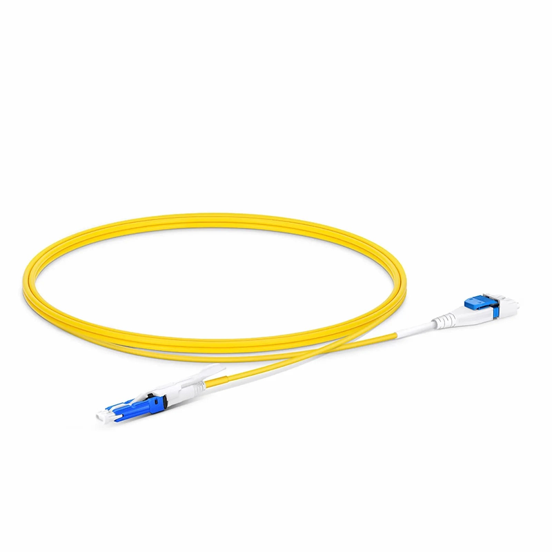 Refurb Squared 1m (3ft) Fiber Patch Cable, 2 Fibers, CSA UPC Duplex to LC UPC Duplex Flat Clip Uniboot, Single Mode (OS2), Riser (OFNR), 2.0mm, Yellow, for 200/400G Network Connection