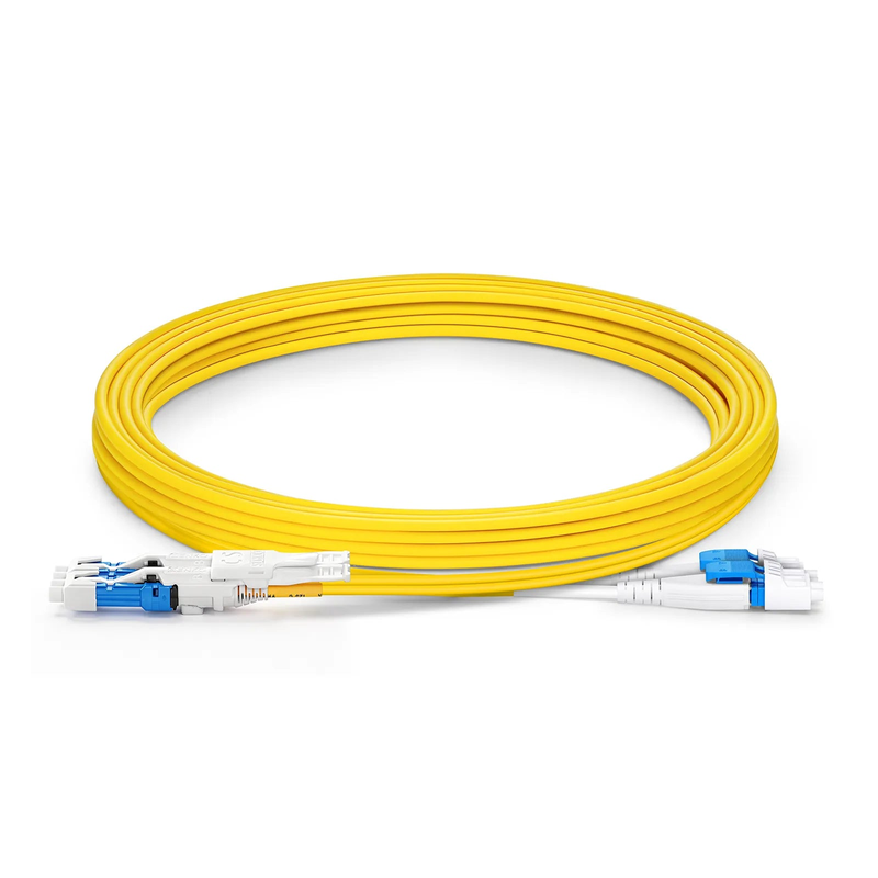 Refurb Squared 3m (10ft) Fiber Patch Cable, 4 Fibers, 2 x CSA UPC Duplex to 2 x LC UPC Duplex Flat Clip Uniboot, Single Mode (OS2), Riser (OFNR), 2.0mm, Yellow, for 200/400/800G Network Connection