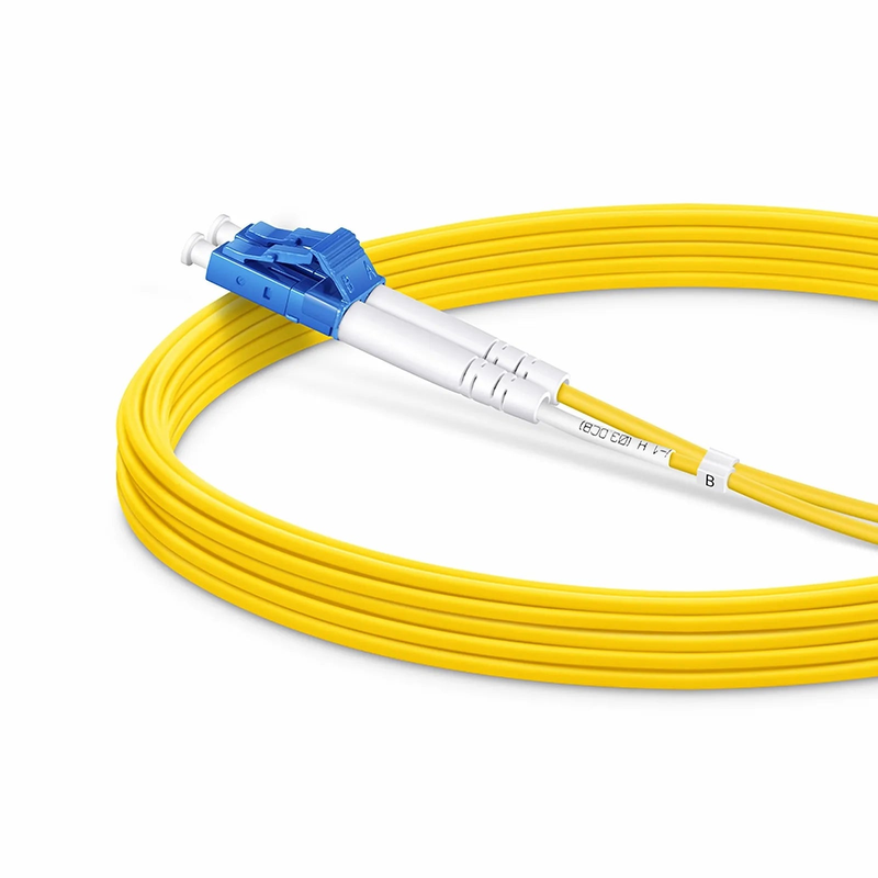 Refurb Squared 5m (16ft) Fiber Patch Cable, 2 Fibers, LC UPC Duplex to LC UPC Duplex, Single Mode (OS2), Plenum (OFNP), 1.6mm, Tight-Buffered, Yellow