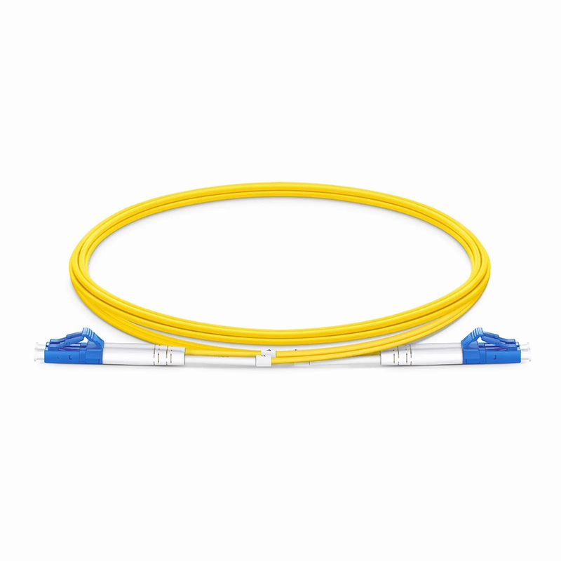 Refurb Squared 2m (7ft) Fiber Patch Cable, 2 Fibers, LC UPC Duplex to LC UPC Duplex, Single Mode (OS2), Plenum (OFNP), 1.6mm, Tight-Buffered, Yellow