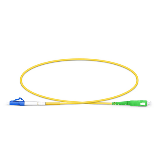 Refurb Squared 0.5m (1.6ft) Fiber Patch Cable, 1 Fiber, LC UPC Simplex to SC APC Simplex, Single Mode (OS2), Riser (OFNR), 2.0mm, Tight-Buffered, Yellow