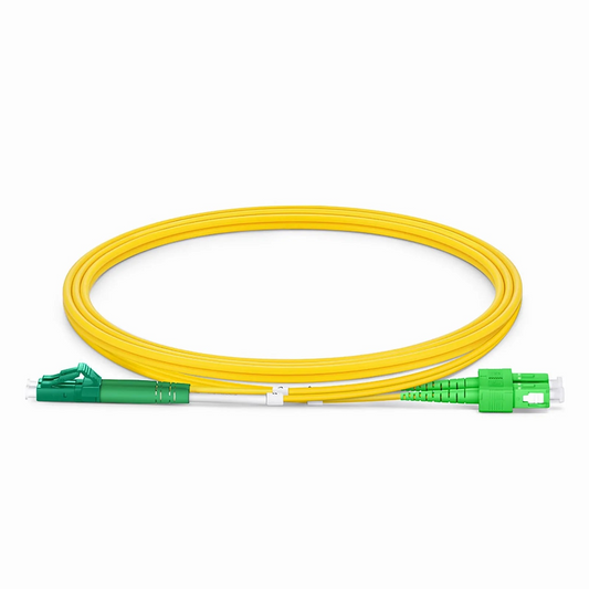 Refurb Squared 1m (3ft) Fiber Patch Cable, 2 Fibers, LC APC Duplex to SC APC Duplex, Single Mode (OS2), Riser (OFNR), 2.0mm, Tight-Buffered, Yellow