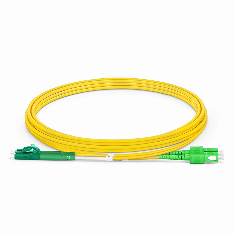 Refurb Squared 2m (7ft) Fiber Patch Cable, 2 Fibers, LC APC Duplex to SC APC Duplex, Single Mode (OS2), Riser (OFNR), 2.0mm, Tight-Buffered, Yellow