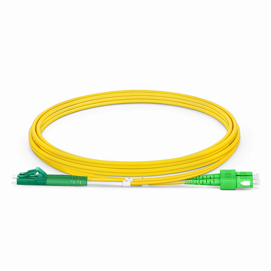 Refurb Squared 2m (7ft) Fiber Patch Cable, 2 Fibers, LC APC Duplex to SC APC Duplex, Single Mode (OS2), Riser (OFNR), 2.0mm, Tight-Buffered, Yellow