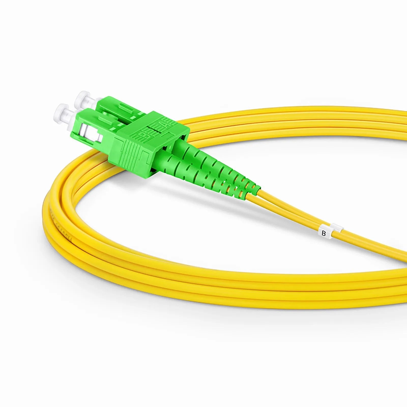 Refurb Squared 2m (7ft) Fiber Patch Cable, 2 Fibers, LC APC Duplex to SC APC Duplex, Single Mode (OS2), Riser (OFNR), 2.0mm, Tight-Buffered, Yellow