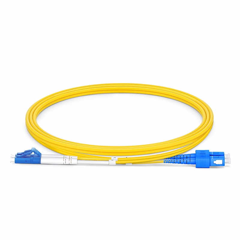 Refurb Squared 1m (3ft) Fiber Patch Cable, 2 Fibers, LC UPC Duplex to SC UPC Duplex, Single Mode (OS2), Riser (OFNR), 2.0mm, Tight-Buffered, Yellow