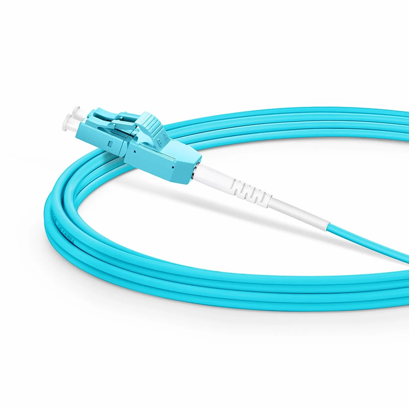 Refurb Squared 3m (10ft) Fiber Patch Cable, 2 Fibers, LC UPC Duplex to LC UPC Duplex Standard Clip Uniboot, Multimode (OM3), Riser (OFNR), 2.0mm, Aqua