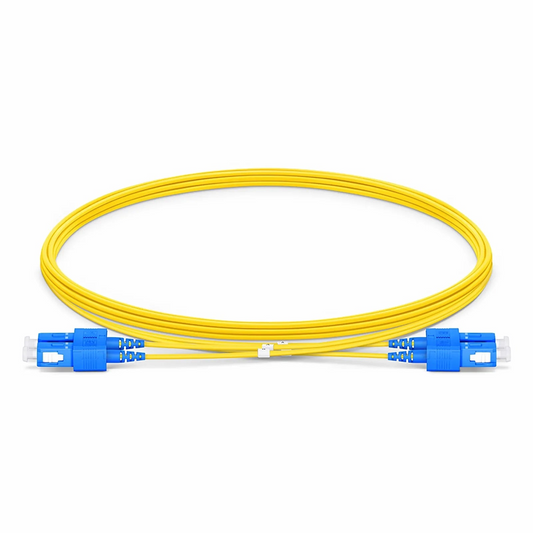 Refurb Squared 3m (10ft) Fiber Patch Cable, 2 Fibers, SC UPC Duplex to SC UPC Duplex, Single Mode (OS2), Riser (OFNR), 1.2mm, Tight-Buffered, Yellow