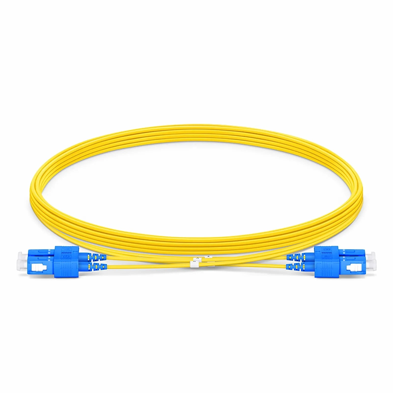 Refurb Squared 5m (16ft) Fiber Patch Cable, 2 Fibers, SC UPC Duplex to SC UPC Duplex, Single Mode (OS2), Riser (OFNR), 1.2mm, Tight-Buffered, Yellow