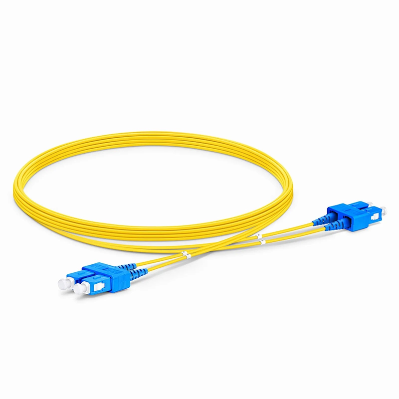 Refurb Squared 5m (16ft) Fiber Patch Cable, 2 Fibers, SC UPC Duplex to SC UPC Duplex, Single Mode (OS2), Riser (OFNR), 1.2mm, Tight-Buffered, Yellow