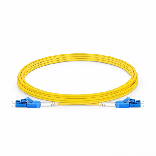 Refurb Squared 3m (10ft) Fiber Patch Cable, 2 Fibers, LC UPC Duplex to LC UPC Duplex Standard Clip Uniboot, Single Mode (OS2), Riser (OFNR), 2.0mm, Yellow