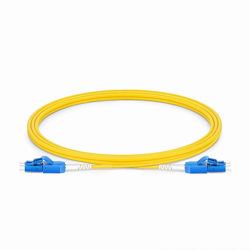 Refurb Squared 2m (7ft) Fiber Patch Cable, 2 Fibers, LC UPC Duplex to LC UPC Duplex Standard Clip Uniboot, Single Mode (OS2), Riser (OFNR), 2.0mm, Yellow