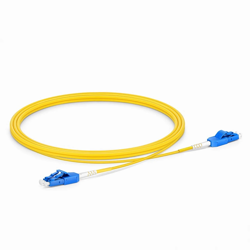 Refurb Squared 2m (7ft) Fiber Patch Cable, 2 Fibers, LC UPC Duplex to LC UPC Duplex Standard Clip Uniboot, Single Mode (OS2), Riser (OFNR), 2.0mm, Yellow