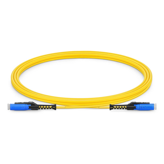 Refurb Squared 2m (7ft) Fiber Patch Cable, 2 Fibers, MDC UPC Duplex to MDC UPC Duplex Uniboot, Single Mode (OS2), Riser (OFNR), 2.0mm, Yellow, for 100/400/800G Network Connection