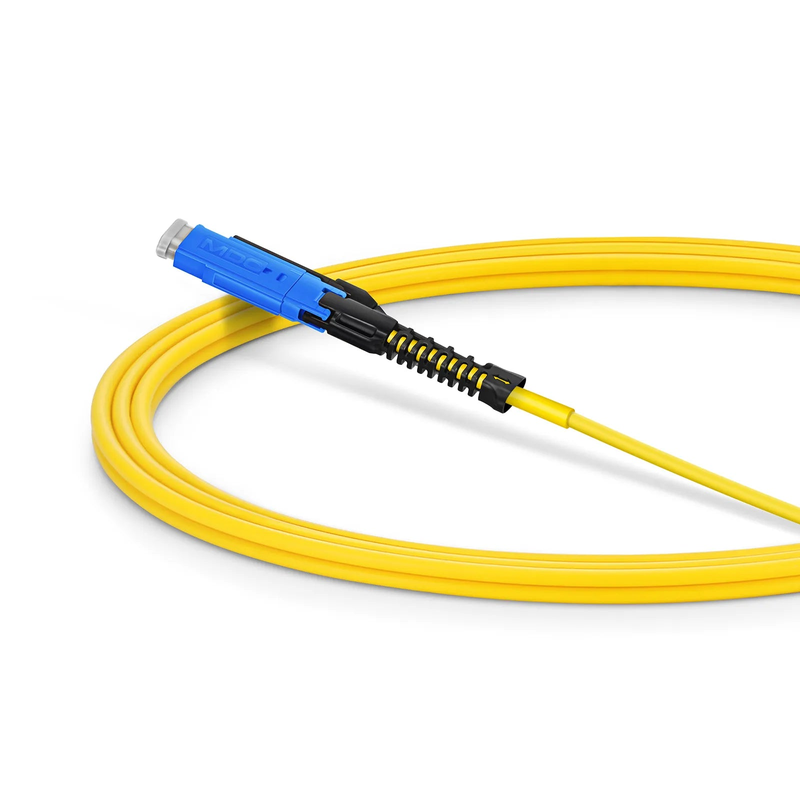 Refurb Squared 2m (7ft) Fiber Patch Cable, 2 Fibers, MDC UPC Duplex to MDC UPC Duplex Uniboot, Single Mode (OS2), Riser (OFNR), 2.0mm, Yellow, for 100/400/800G Network Connection