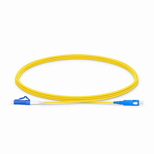 Refurb Squared 3m (10ft) Fiber Patch Cable, 1 Fiber, LC UPC Simplex to SC UPC Simplex, Single Mode (OS2), Riser (OFNR), 1.2mm, Tight-Buffered, Yellow