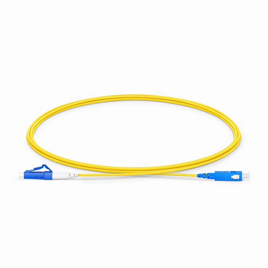 Refurb Squared 2m (7ft) Fiber Patch Cable, 1 Fiber, LC UPC Simplex to SC UPC Simplex, Single Mode (OS2), Riser (OFNR), 1.2mm, Tight-Buffered, Yellow