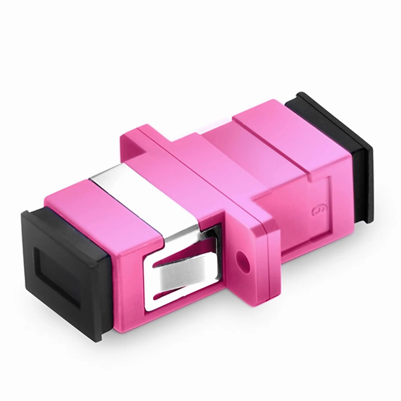 Refurb Squared SC/UPC to SC/UPC Simplex OM4 Multimode Plastic Fiber Optic Adapter/Coupler with Flange, Violet