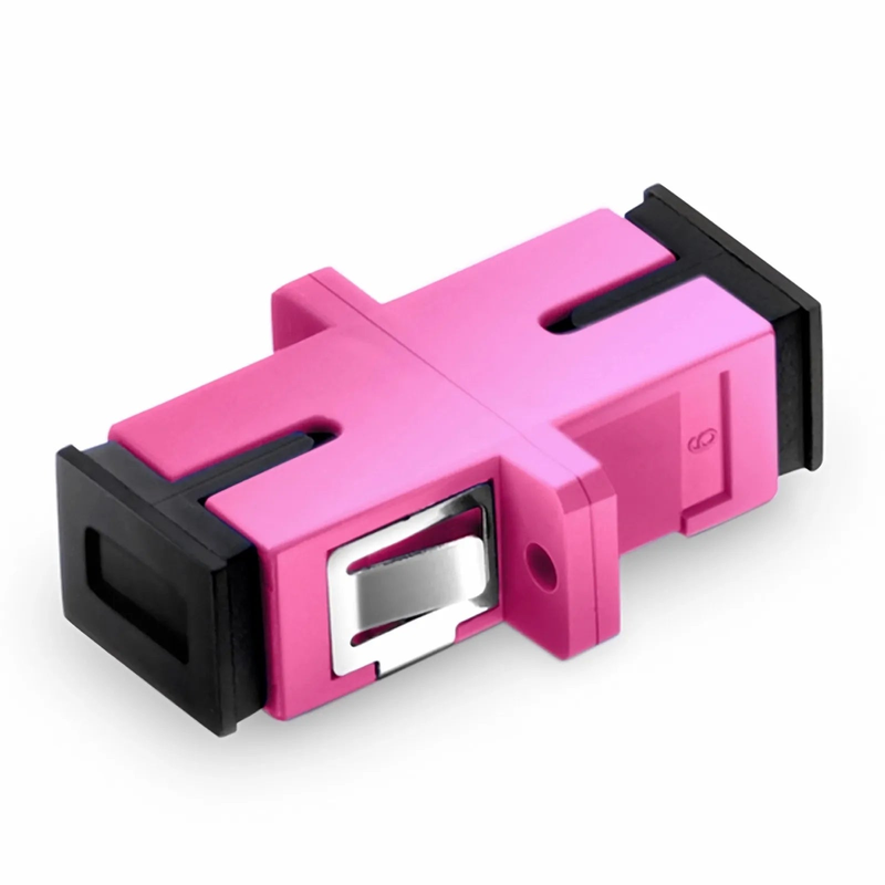 Refurb Squared SC/UPC to SC/UPC Simplex OM4 Multimode Plastic Fiber Optic Adapter/Coupler with Flange, Violet