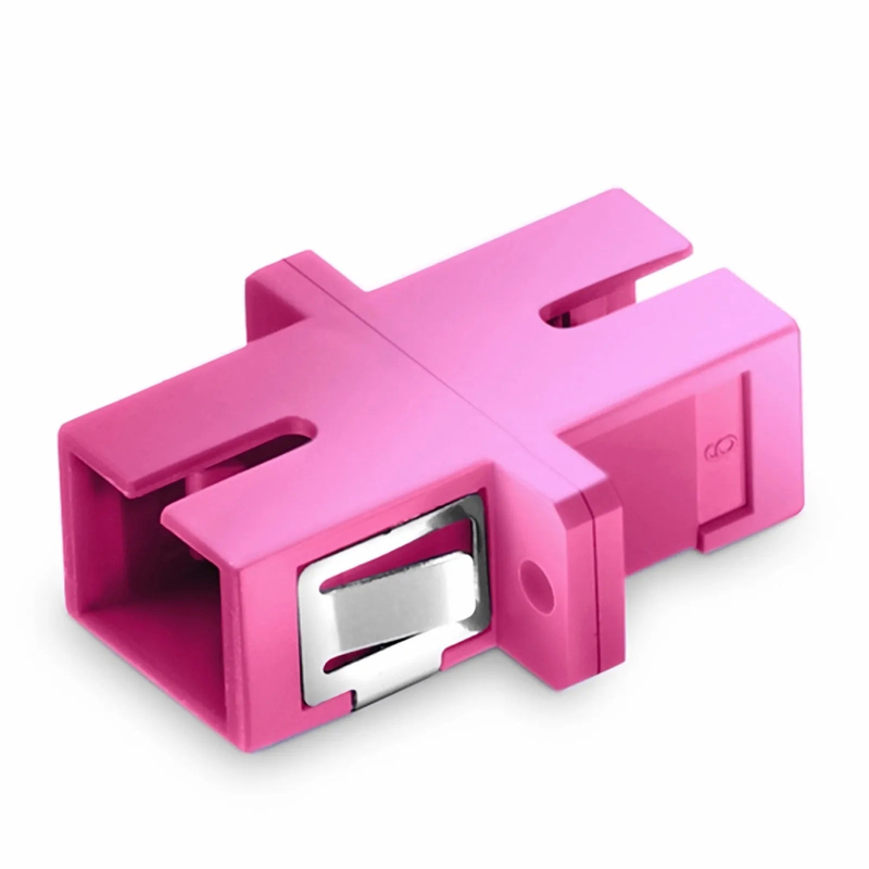 Refurb Squared SC/UPC to SC/UPC Simplex OM4 Multimode Plastic Fiber Optic Adapter/Coupler with Flange, Violet