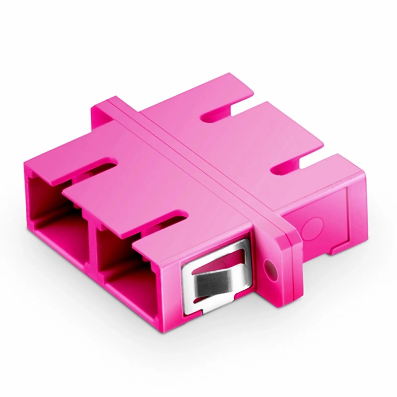 Refurb Squared SC/UPC to SC/UPC Duplex OM4 Multimode Plastic Fiber Optic Adapter/Coupler with Flange, Violet