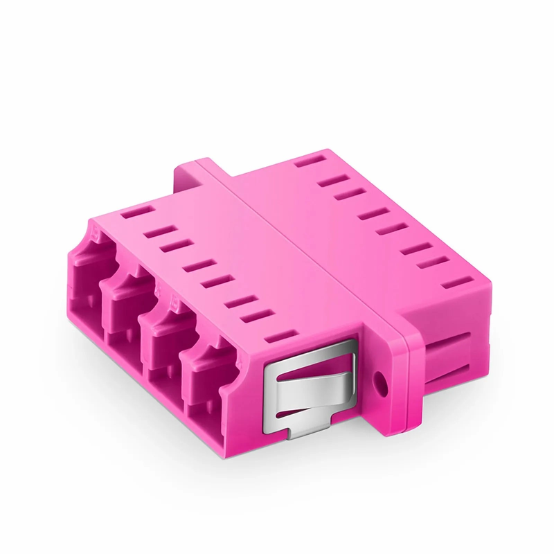 Refurb Squared LC/UPC to LC/UPC Quad OM4 Multimode Plastic Fiber Adapter/Coupler with Flange, Violet