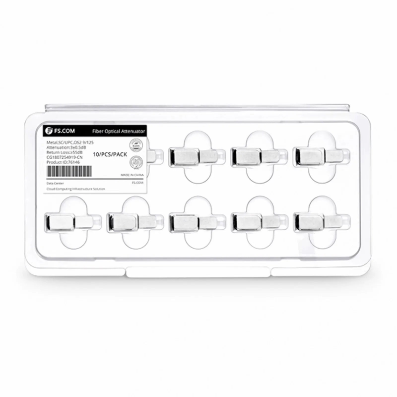 Refurb Squared SC/UPC Singlemode Fixed Fiber Optic Attenuator, Male-Female, 3dB (10pcs/Pack)