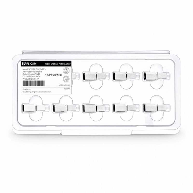 Refurb Squared SC/UPC Singlemode Fixed Fiber Optic Attenuator, Male-Female, 5dB (10pcs/Pack)