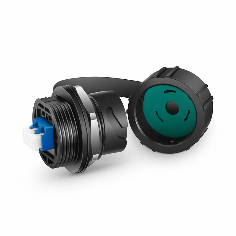 Refurb Squared IP67 LC UPC OS2 Single Mode Bulkhead Adapter/Mating Sleeve with Dust Cap