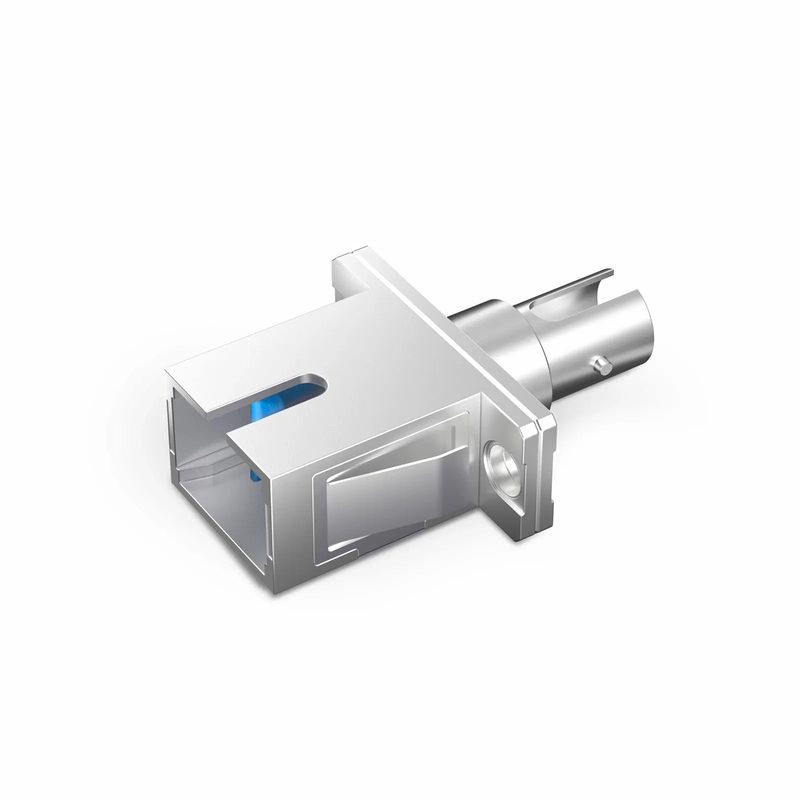 Refurb Squared ST/UPC Female to SC/UPC Female Hybrid Simplex Single Mode/Multimode Metal Fiber Optic Adapter/Coupler with Flange
