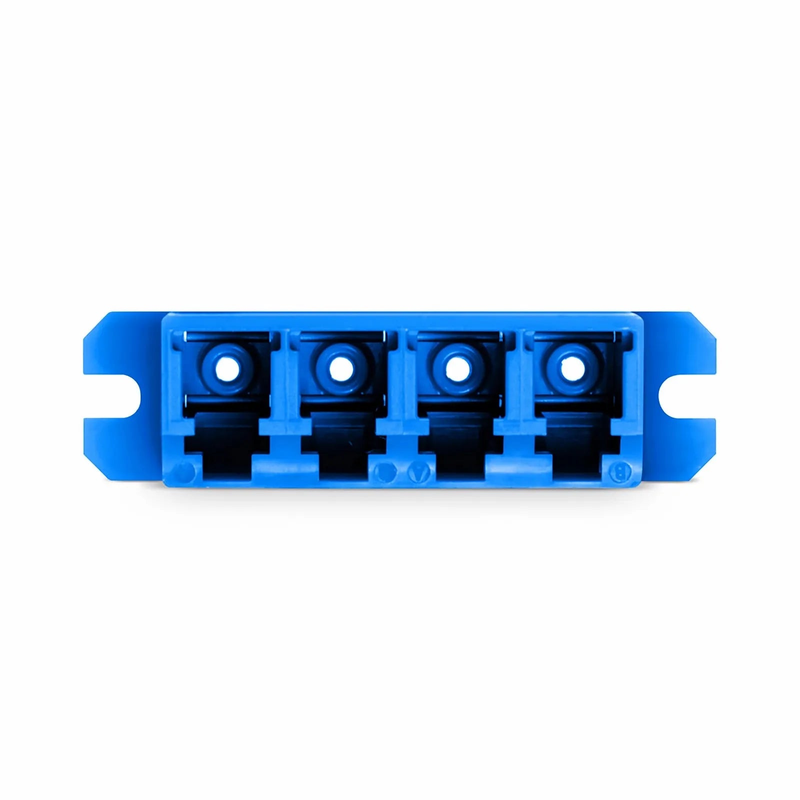 Refurb Squared LC/UPC to LC/UPC Quad OS2 Single Mode Plastic Fiber Optic Adapter/Coupler with Flange, 10Pcs/Pack