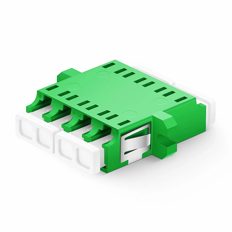 Refurb Squared LC/APC to LC/APC Quad OS2 Single Mode Plastic Fiber Optic Adapter/Coupler with Flange