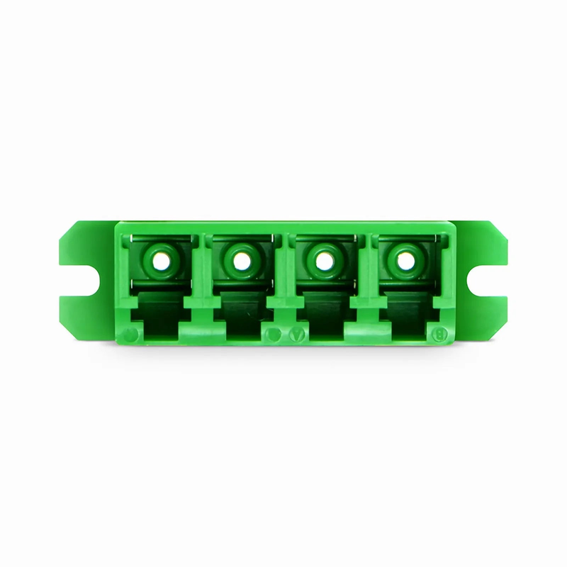 Refurb Squared LC/APC to LC/APC Quad OS2 Single Mode Plastic Fiber Optic Adapter/Coupler with Flange