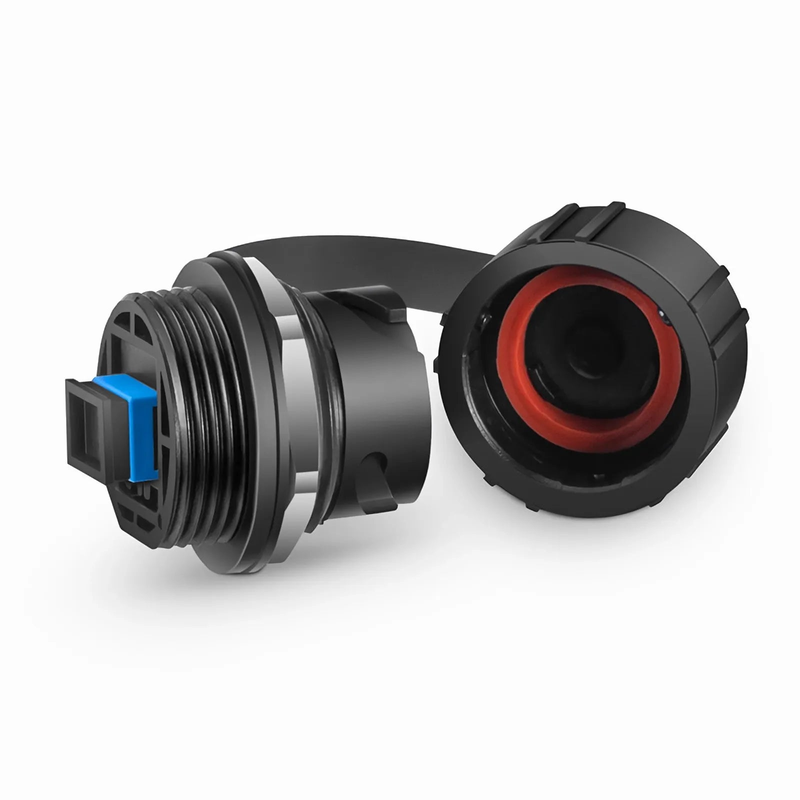 Refurb Squared IP67 SC UPC OS2 Single Mode Bulkhead Adapter/Mating Sleeve with Dust Cap