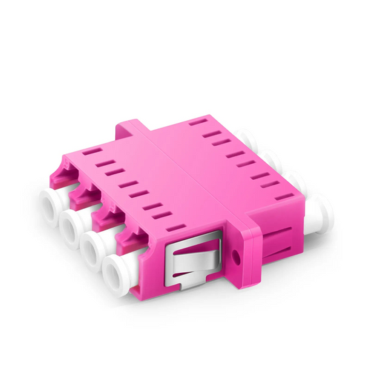 Refurb Squared LC/UPC to LC/UPC Quad OM4 Multimode Plastic Fiber Adapter/Coupler with Flange, Violet