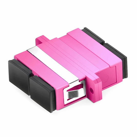 Refurb Squared SC/UPC to SC/UPC Duplex OM4 Multimode Plastic Fiber Optic Adapter/Coupler with Flange, Violet