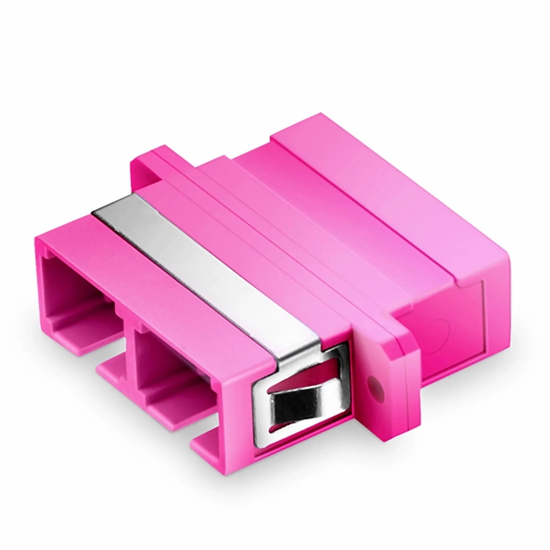Refurb Squared SC/UPC to SC/UPC Duplex OM4 Multimode Plastic Fiber Optic Adapter/Coupler with Flange, Violet