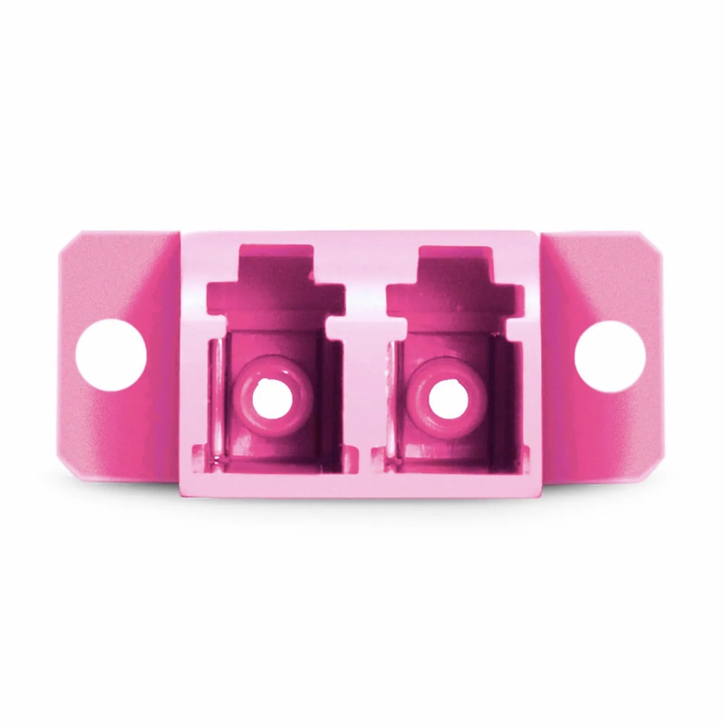 Refurb Squared LC/UPC to LC/UPC Duplex OM4 Multimode SC Footprint Plastic Fiber Optic Adapter/Coupler with Flange, Violet