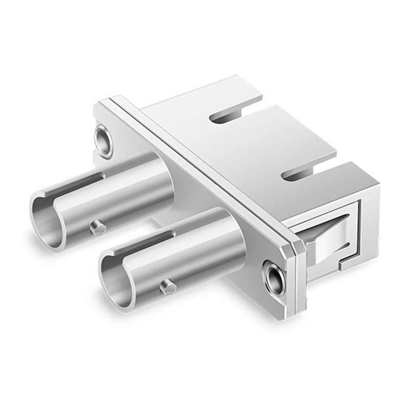 Refurb Squared ST/UPC Female to SC/UPC Female Hybrid Duplex Single Mode/Multimode Metal Fiber Optic Adapter/Coupler with Flange